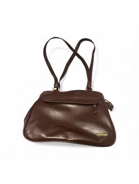 Moda Italia Leather Shoulder Bag Two Straps Zip Closure Brown